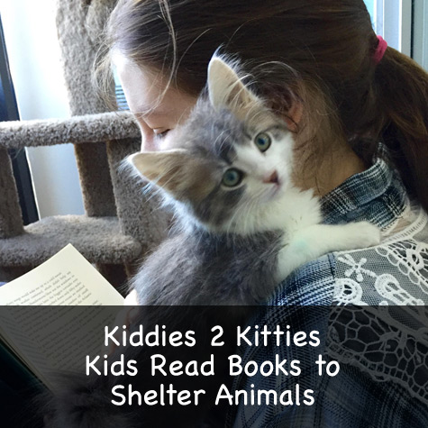 Kiddies 2 Kitties. Kids read books to shelter animals.